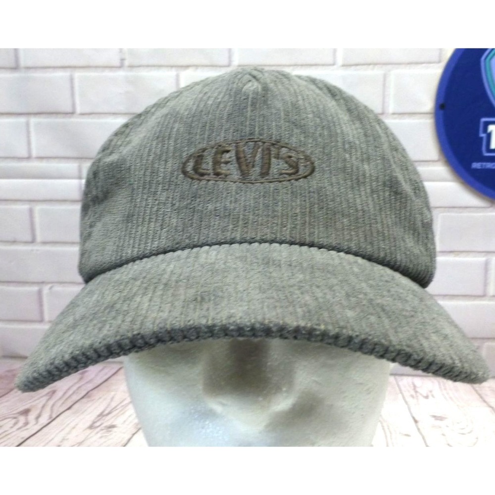 Levis Gray Corduroy Snapback Hat Adjustable Retro-Styled Cap